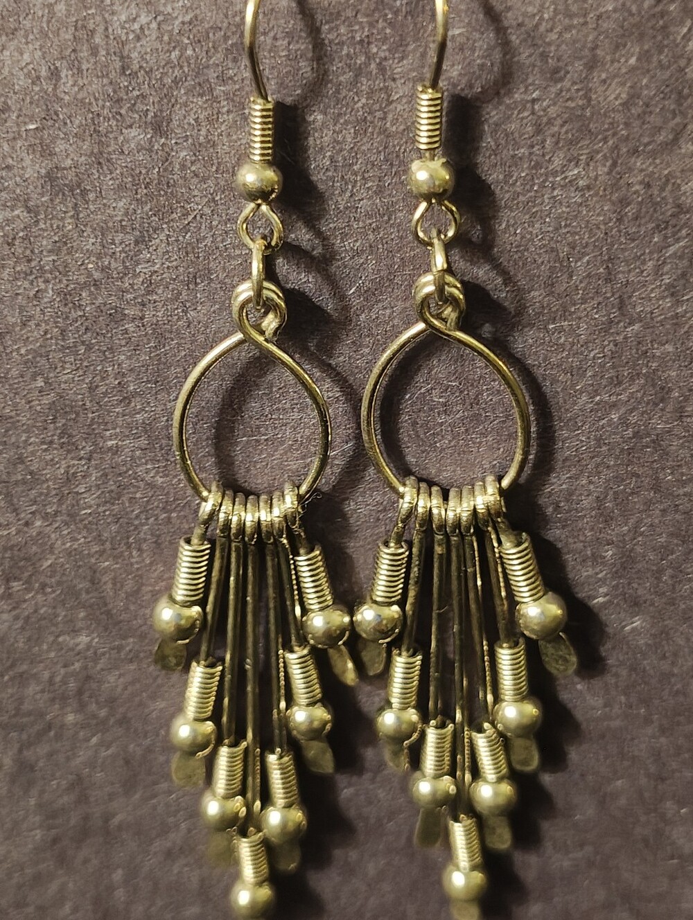 Vintage Silver-Tone Beaded Chandelier Dangle Earrings